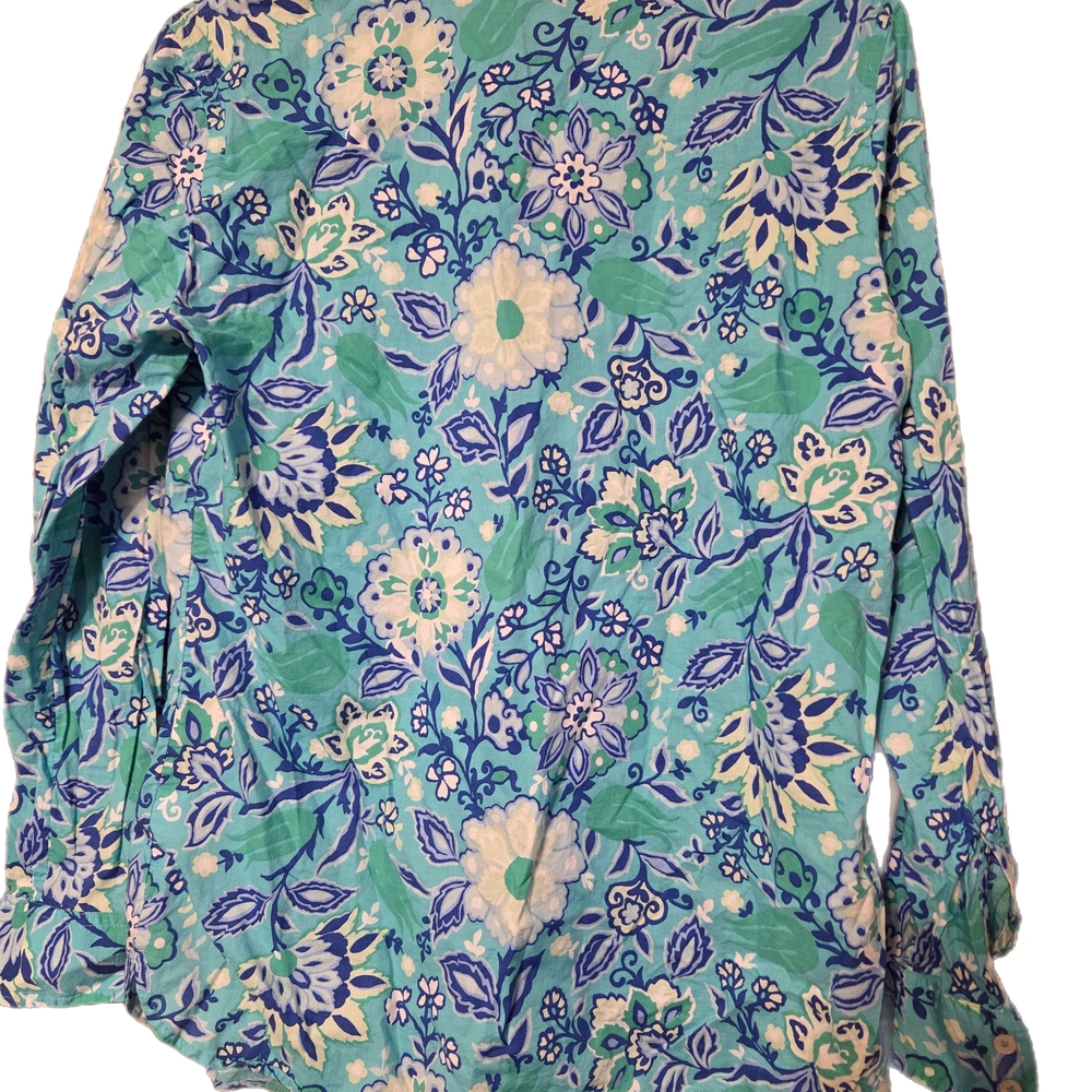 Talbots Blue and Green Floral Shirt - Picture 3 of 3